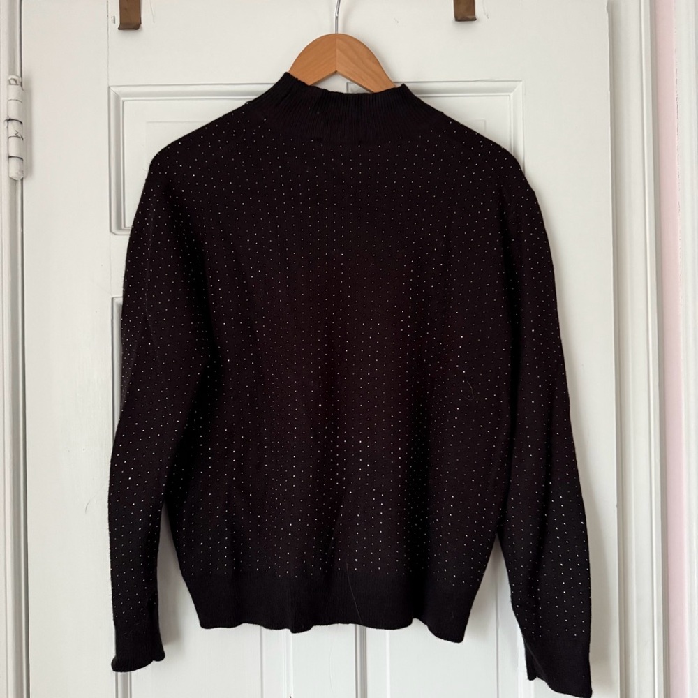 Ann Taylor Black Sweater With Rhinestone Embellishments Size Large